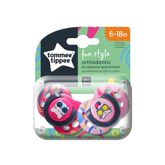 Suzete ortodontice de zi Fun Pisica, 6-18 Luni, Tommee Tippee