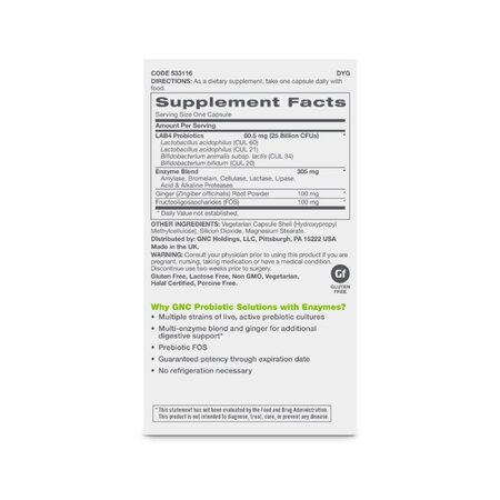 Probiotic Solutions cu enzime digestive, 30 capsule, GNC 820036