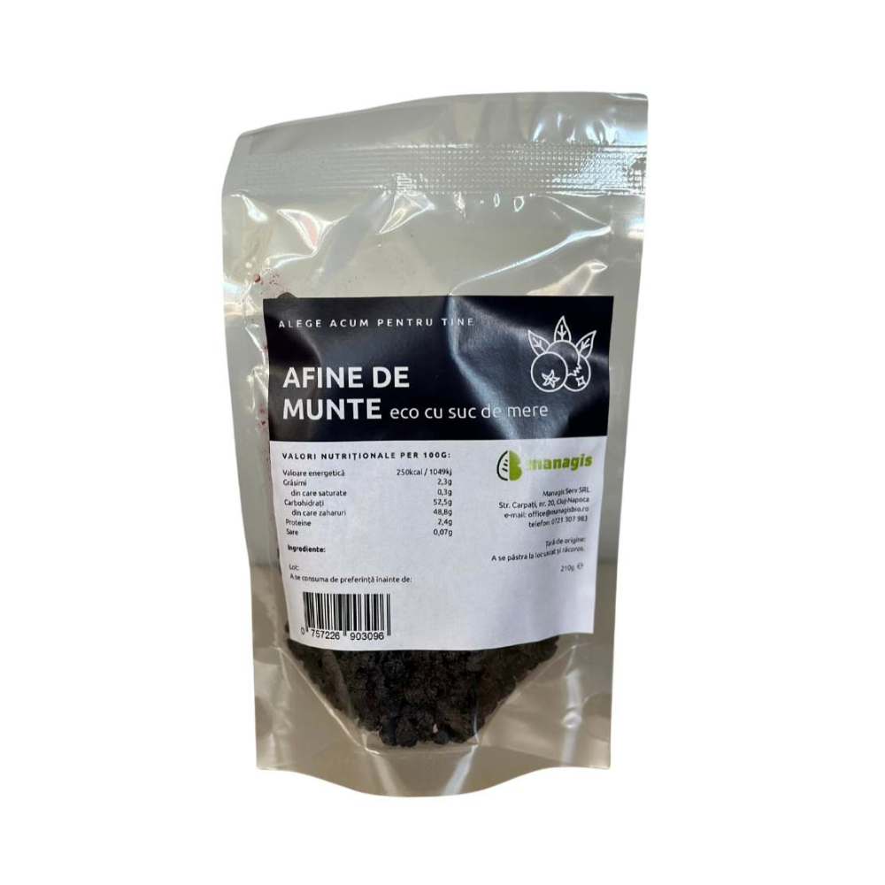 Afine de munte infuzate cu suc de mere, 135 g, Managis