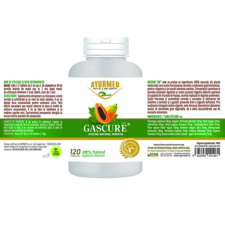 Gascure, 120 tablete, Ayurmed 677076