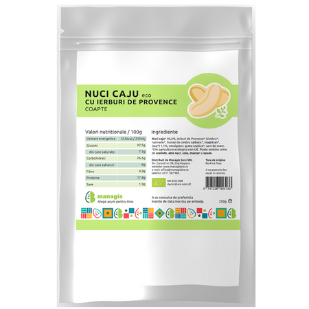 Nuci caju Bio cu ierburi de Provence, 250 g, Managis