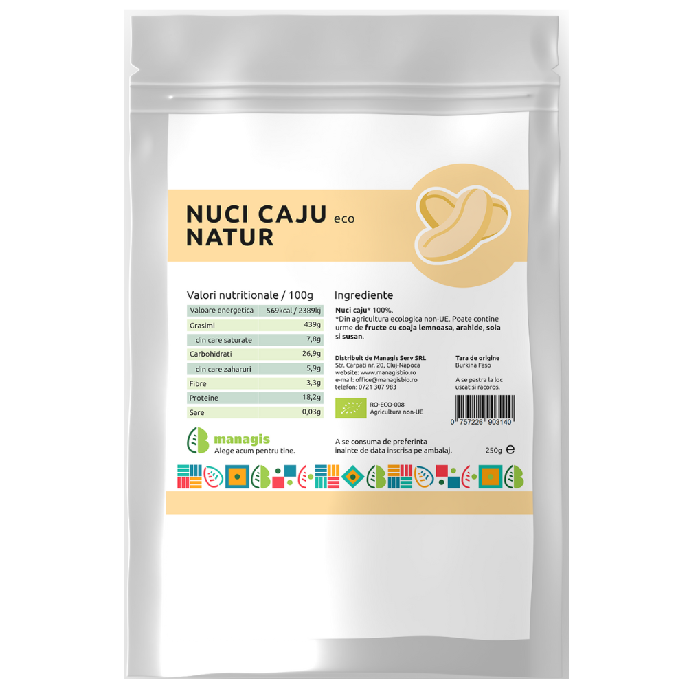 Nuci caju Bio Natur, 250 g, Managis