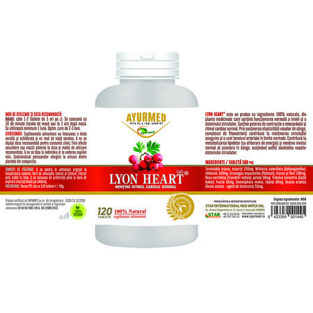 Lyon Heart, 120 tablete, Ayurmed 677087