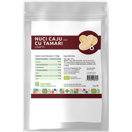 Nuci caju Bio cu Tamari, 250 g, Managis