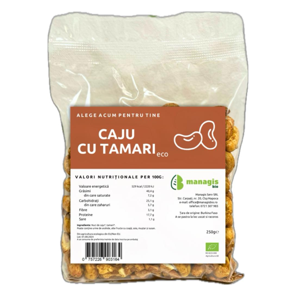 Nuci caju Bio cu Tamari, 250 g, Managis