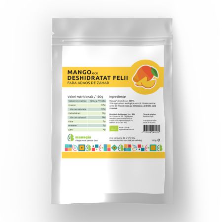 Mango deshidratat fara zahar, 250 g, Managis