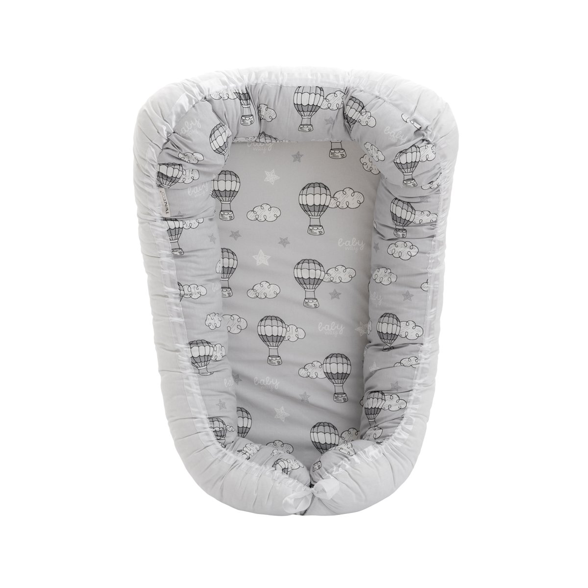 Cosulet pentru bebelusi cu doua fete, Gri cu nori, Baby Nest 0011, Twindeco