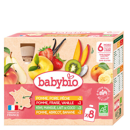 Multipack Piure de Fructe Eco, 8x90g, BabyBio