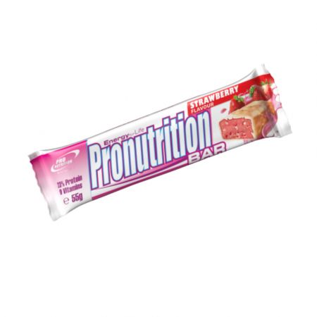 Baton proteic energizant cu aroma de capsuni, 55 g, ProNutrition