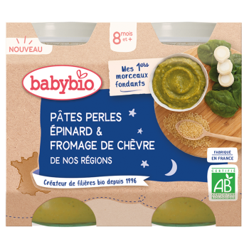 Piure Eco Paste cu Spanac si Branza de Capra, 2 x 200 g, BabyBio