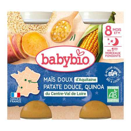 Piure Eco de Porumb Dulce, Cartofi Dulci si Quinoa, 2x200 g, BabyBio