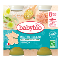 Babybio Eco Piure Risotto cu Somon, 2x200 g, BabyBio