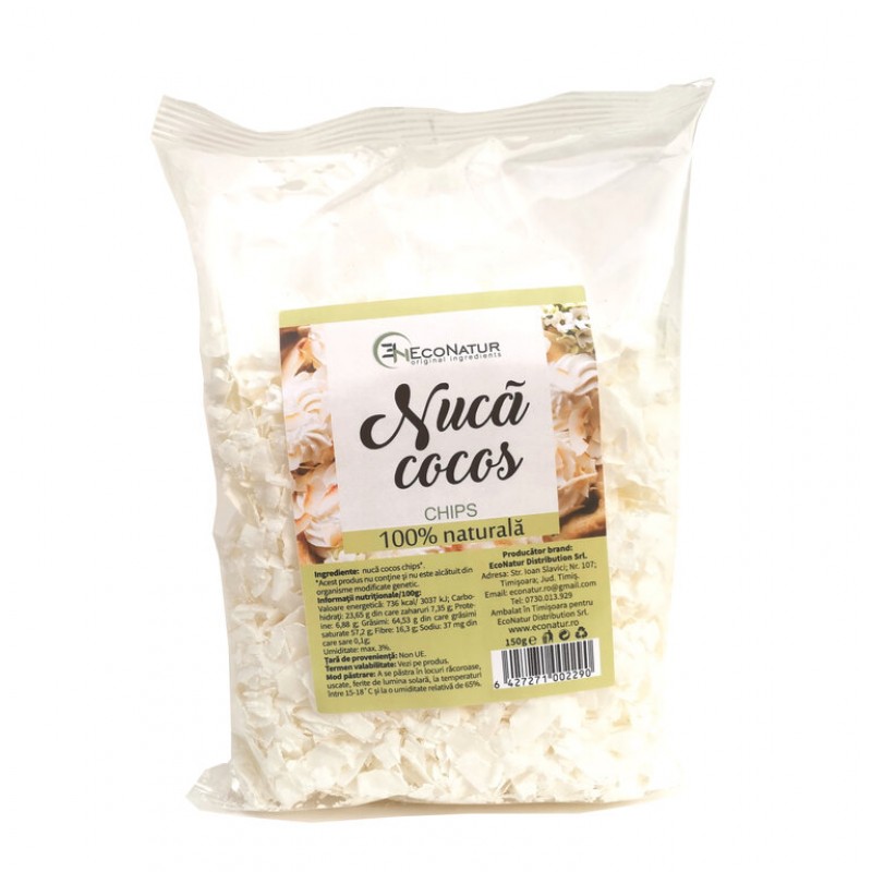 Nuca de cocos chips, 150 g, EcoNatur