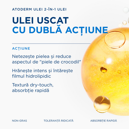 Ulei 2 in 1 uscat hidratant Atoderm, 150 ml, Bioderma 818126