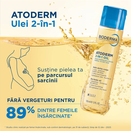 Ulei 2 in 1 uscat hidratant Atoderm, 150 ml, Bioderma 818128