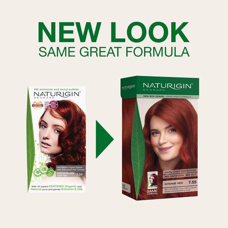 Vopsea de par fara amoniac, Intense Red  7.55, 115 ml, Naturigin 684714