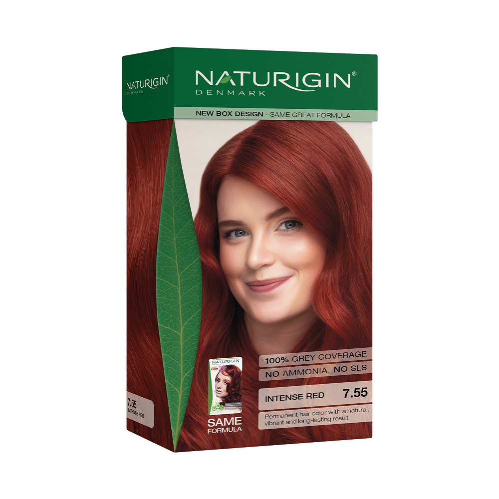 Vopsea de par fara amoniac, Intense Red  7.55, 115 ml, Naturigin