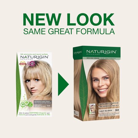 Vopsea de par fara amoniac, Light Blonde 9.0, 115 ml, Naturigin 684721