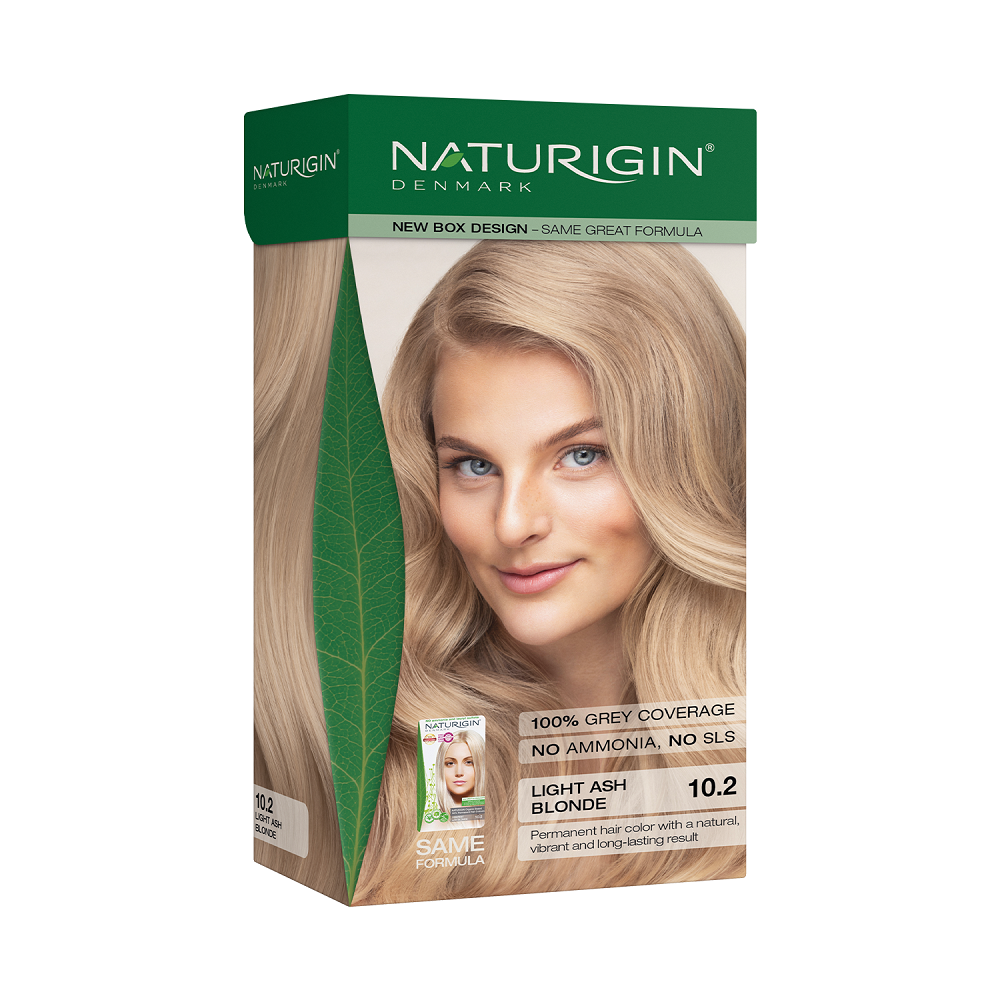 Vopsea de par fara amoniac, Light Ash Blonde 10.2, 115 ml, Naturigin