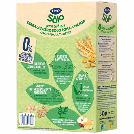 Pudra instant de cereale cu fructe pentru sugari si copii, +6 luni, 340 g, Hero Baby 714009