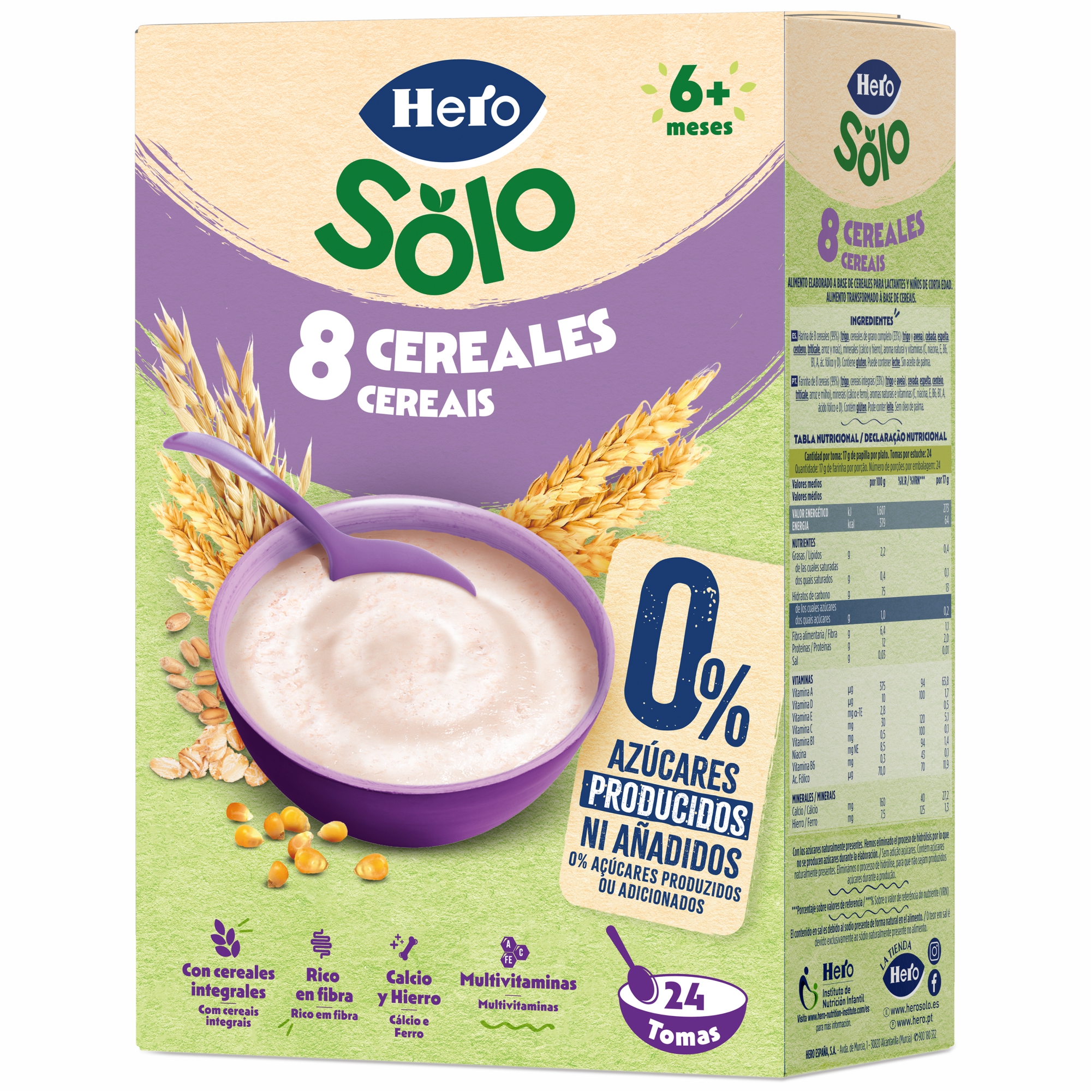 Pudra instant de 8 cereale, 6 luni+, 340 g, Hero Baby