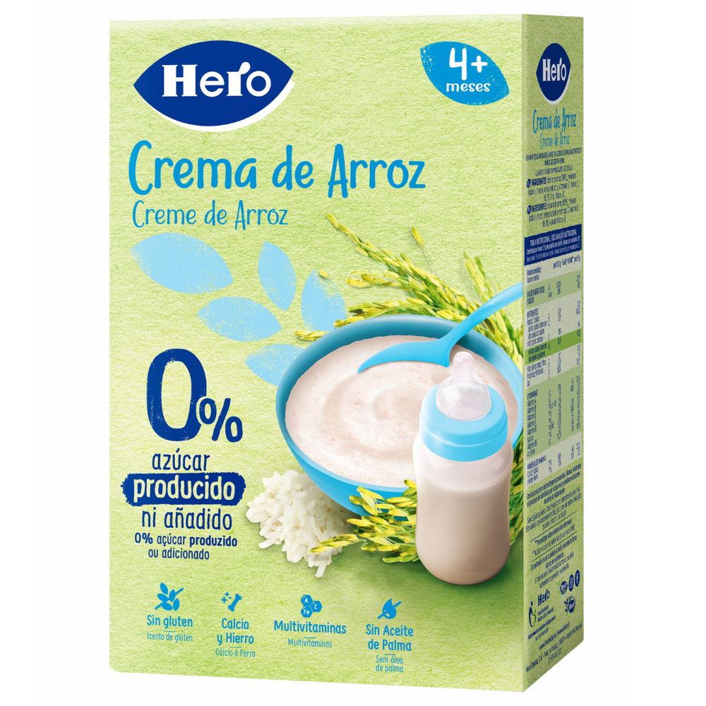 Pudra instant de cereale (orez) pentru sugari si copii mici, +4 luni, 220 g, Hero Baby