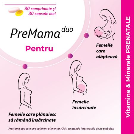 PreMama Duo multivitamine, 30 comprimate + 30 capsule moi, Alkaloid 616711