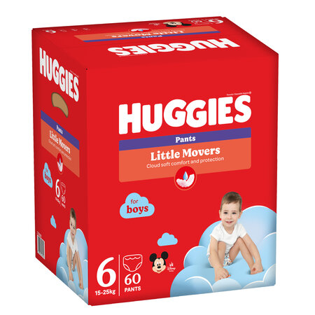 Scutece Pants Little Movers, Nr. 6, 15-25 kg, Boy, 60 bucati, Huggies
