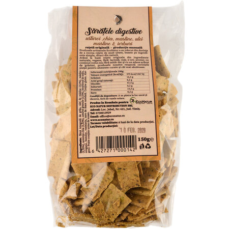 Saratele artizanale vegane cu usturoi si chia, 150 g, EcoNatur          766640