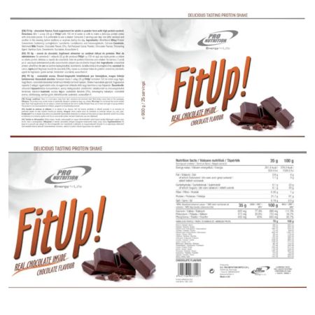 Proteine cu aroma de ciocolata Fit Up, 900 g, ProNutrition 726052