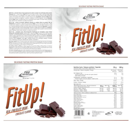 Proteine cu aroma de ciocolata Fit Up, 900 g, ProNutrition 726052