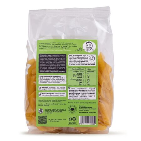 Paste Bio din porumb, ovaz si dovleac fara gluten Cele mai paste, 250 g, Republica Bio 815237