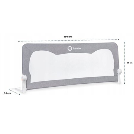 Bariera de siguranta pentru pat Hanna, 150 x 66 cm, Gri, Lionelo 572706