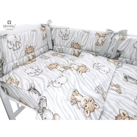 Set lenjerie 5 piese pentru patut, 120x60 cm, Safari Natural, MimiNu 573110