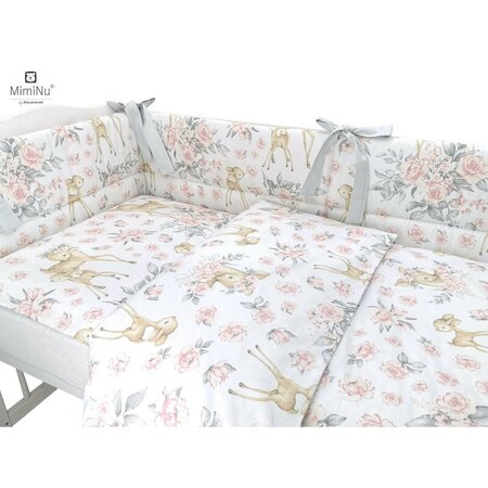 Lenjerie 3 piese pentru patut, 120x60 cm, Sweet Deer Pink, MimiNu 573140