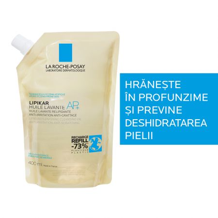 Rezerva eco Ulei de spalare relipidant pentru pielea uscata cu tendinta atopica Lipikar AP+, 400 ml, La Roche Posay 573211