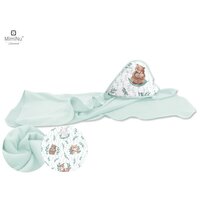 Prosop cu gluga din bumbac si Thermo Fleece, 100 x 100 cm, Lulu Natural, MimiNu
