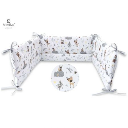 Aparatoare cu panglici pentru patut, 120x60 cm, Forest Friends Grey - Beige, MimiNu