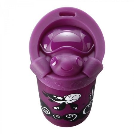 Cana cu capac model broasca testoasa No Knock Large, +18 luni, 300 ml, Mov, Tommee Tippee 453579