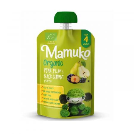 MAMUKO PIURE DE PERE, PRUNE SI COACAZE NEGRE BIO FARA ZAHAR 4+ LUNI 100G BIO*                                                                         