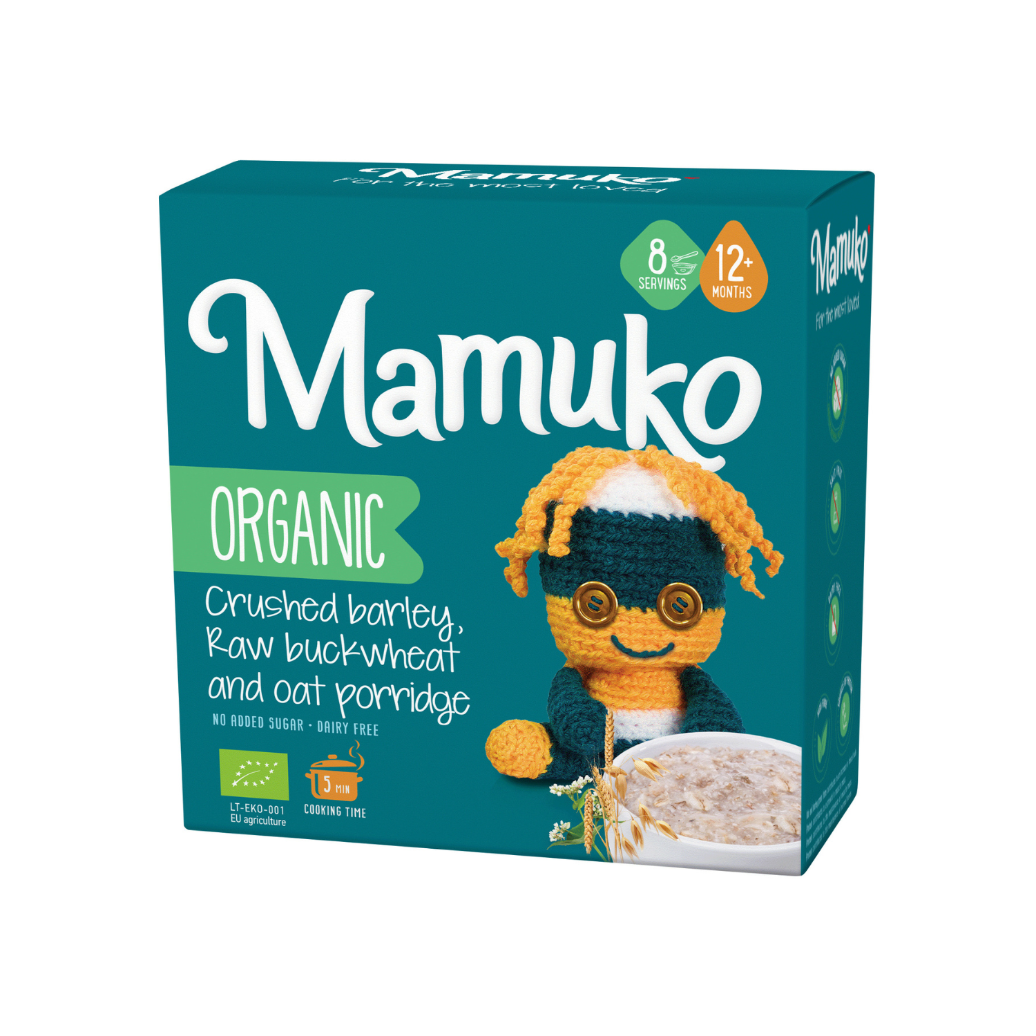 Porridge Bio cu fulgi de ovaz, hrisca si orz, + 12 luni, 200 g, Mamuko