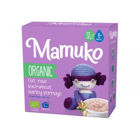 MAMUKO PORRIDGE DIN 3 CEREALE OVAZ, HRISCA SI ORZ BIO FARA ZAHAR 6+ LUNI 200G BIO*                       