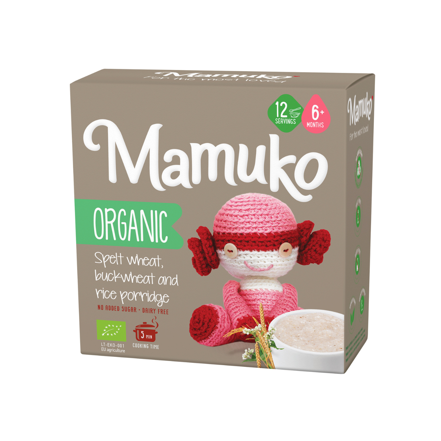 Porridge Bio cu spelta, hrisca si orez, + 6 luni, 200 g, Mamuko