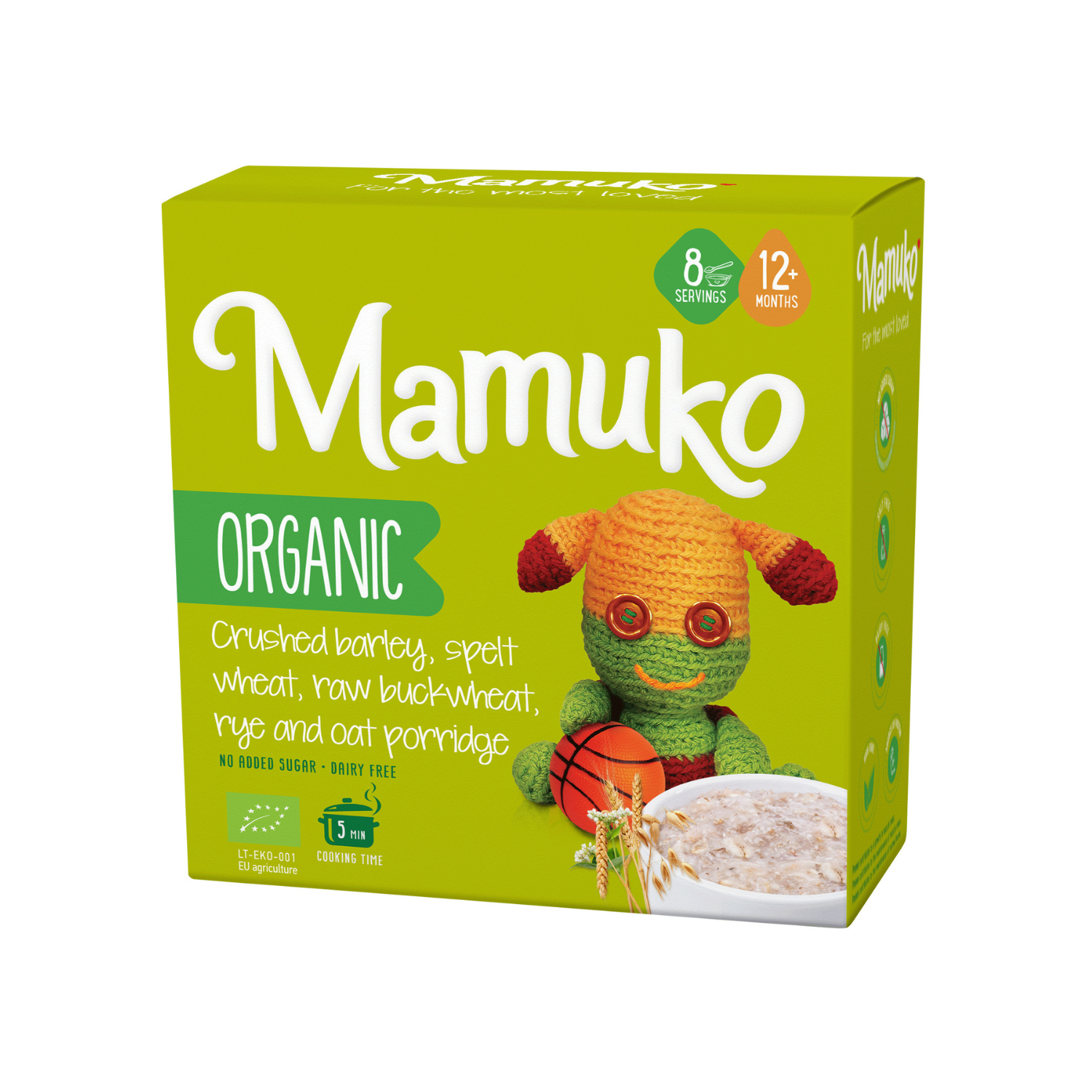 Porridge Bio cu orz, spelta, hrisca, secara si fulgi de ovaz, + 12 luni, 200 g, Mamuko