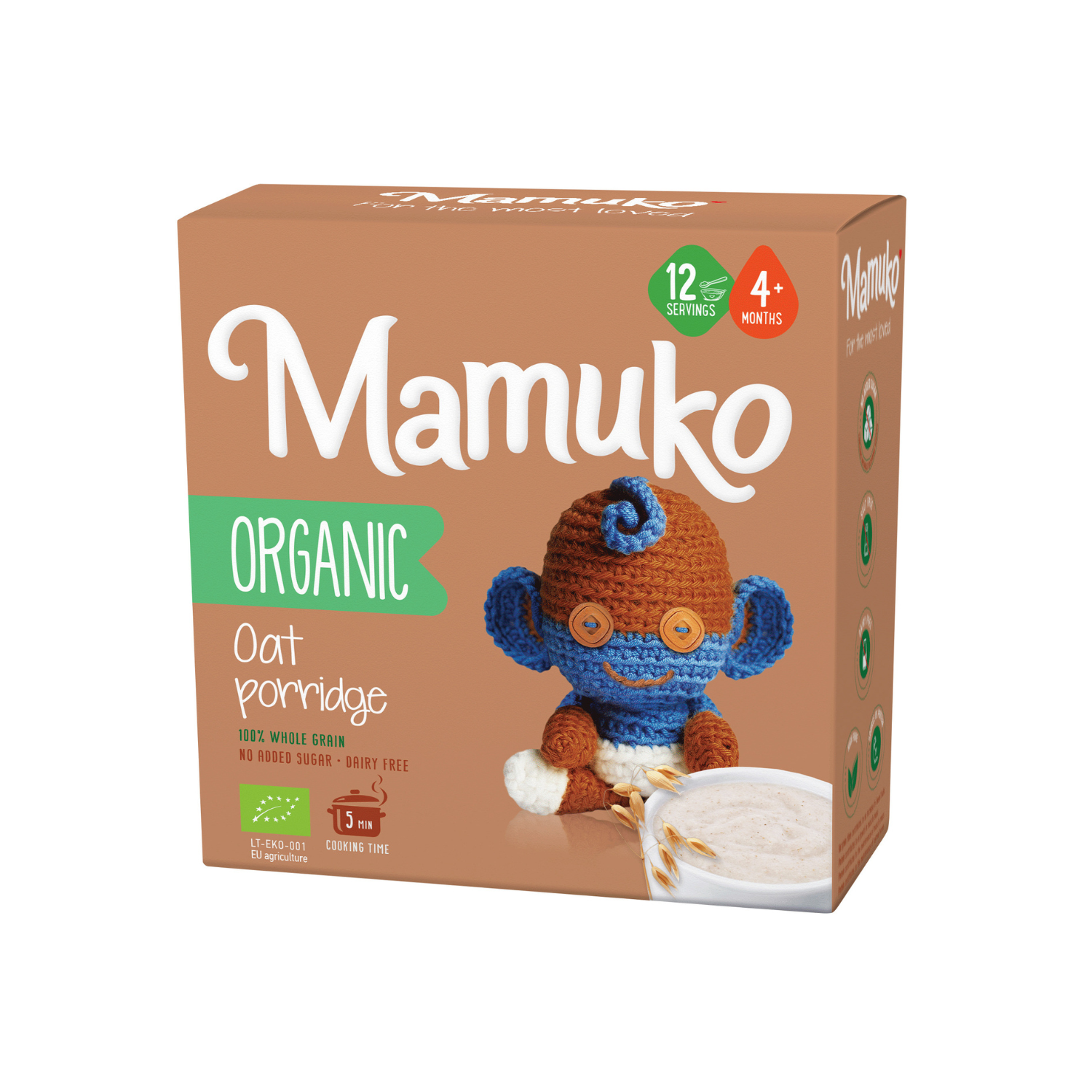 Porridge Bio din ovaz, + 4 luni, 200 g, Mamuko