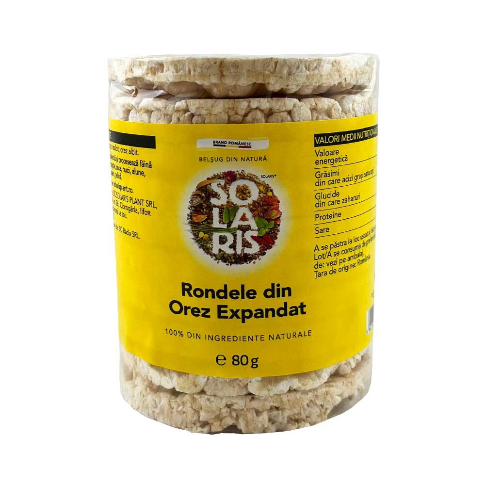 Rondele din orez expandat, 80 g, Solaris