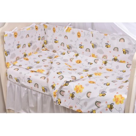 Lenjerie pentru patut cu 6 piese, 120 x 60 cm, model Albinute, Fic Baby 576429