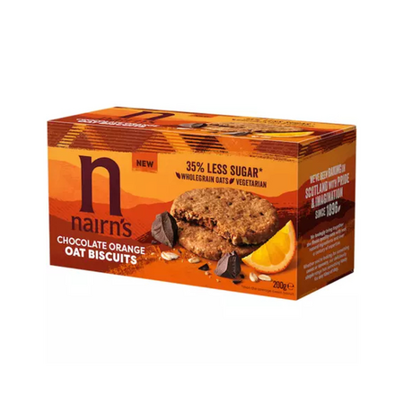 Biscuiti din ovaz integral, Ciocolata si portocala, 200 g, Nairn's