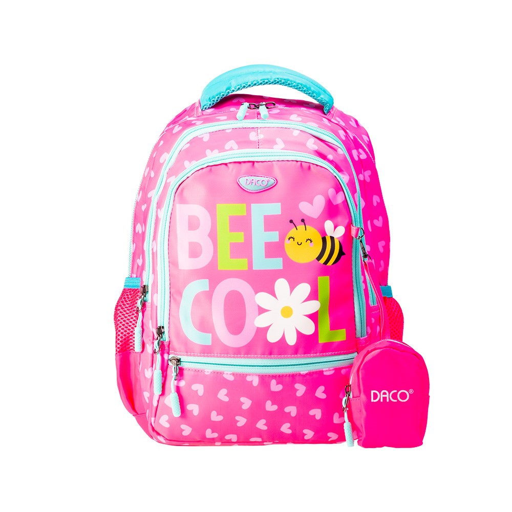 Ghiozdan roz Bee Cool, 38 cm, Albinuta, Daco