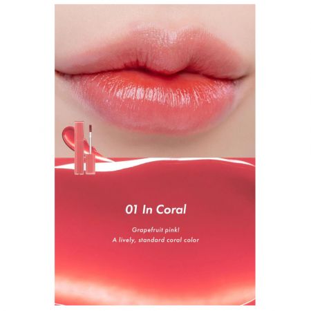 Ruj tint lichid pentru buze Dewyful Water Tint, 01 In Coral, Rom&Nd 582323